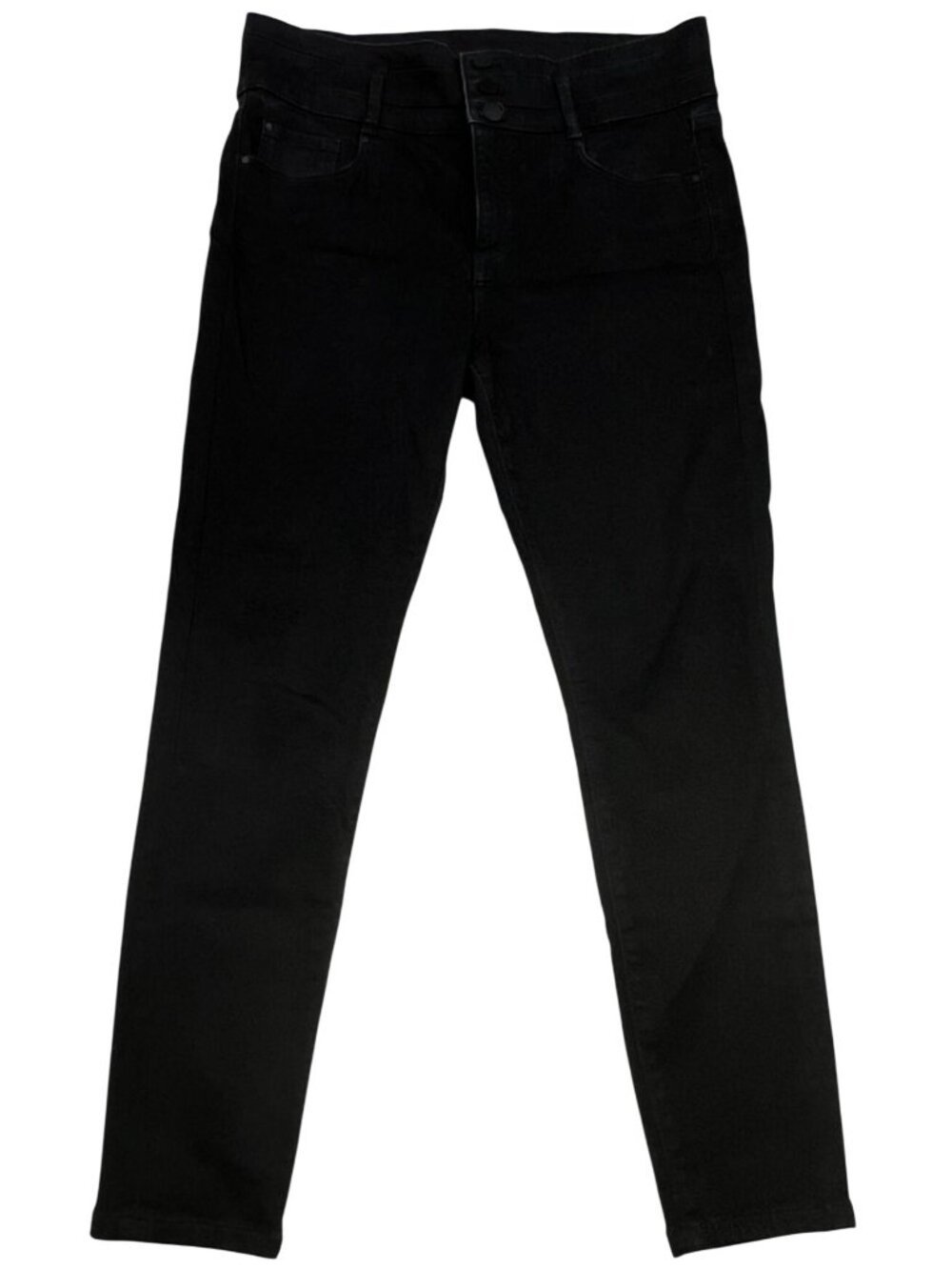 Ann Taylor Women's High-Rise Skinny Jeans Stretch Denim Size 10P Black Solid